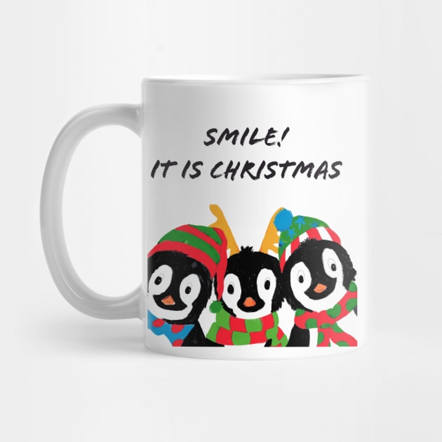 Smile It is Christmas! Penguin friends wish you a merry Christmas! by kittyvdheuvel